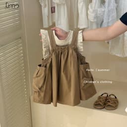 Thumbnail Set Áo Sát Nách Kèm Yếm Váy Xanh Rêu Cho Bé Gái 1 2 3 4 5 Tuổi MINTSCLOSET Quảng Châu - YE5162 2
