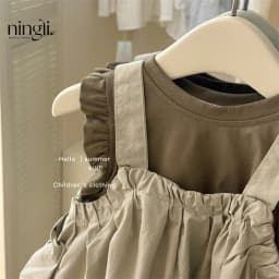 Thumbnail Set Áo Sát Nách Kèm Yếm Váy Xanh Rêu Cho Bé Gái 1 2 3 4 5 Tuổi MINTSCLOSET Quảng Châu - YE5162 3