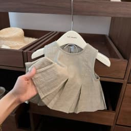 Thumbnail Set Áo Sát Nách Xòe Quần Ống Rộng Xám Cho Bé Gái 1-8 Tuổi MINTSCLOSET Quảng Châu - GA2334 3
