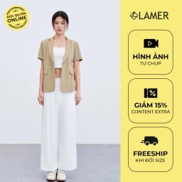 Thumbnail Set Áo vest đờ mi cổ 2 ve phối Quần short ly súp LAMER O65D24H005, O64S24H003 2