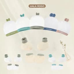 Thumbnail Set bao chân tay mũ cho bé sơ sinh Ualarogo vải Sợi tre Bamboo mềm mịn co giãn 2453 2454 1