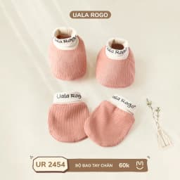 Thumbnail Set bao chân tay mũ cho bé sơ sinh Ualarogo vải Sợi tre Bamboo mềm mịn co giãn 2453 2454 3