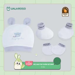 Thumbnail Set bao tay chân mũ cho bé sơ sinh Ualarogo vải Bamboo thấm hút co giãn mềm mại 2144 2145 1
