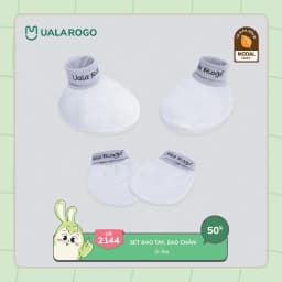 Thumbnail Set bao tay chân mũ cho bé sơ sinh Ualarogo vải Bamboo thấm hút co giãn mềm mại 2144 2145 2