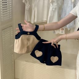 Thumbnail Set Bộ Áo 2 Dây Crop-top Quần Đùi Túi Trái Tim Cho Bé Gái 1-7 Tuổi MINTSCLOSET Quảng Châu - GA2335 1