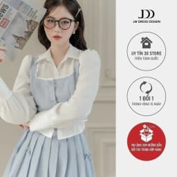 Thumbnail Set bộ áo cổ u phối sơ mi 2T42.2406OG, chân váy xếp ly gắn nơ 4S24.2407OG kiểu dáng tiểu thư thanh lịch thiết kế bởi JM 1