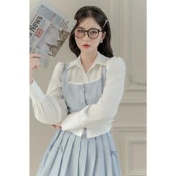 Thumbnail Set bộ áo cổ u phối sơ mi 2T42.2406OG, chân váy xếp ly gắn nơ 4S24.2407OG kiểu dáng tiểu thư thanh lịch thiết kế bởi JM 4