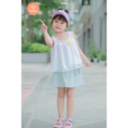 Thumbnail Set Bộ Áo Croptop Phối Quần Váy Thun Năng Động Cho Bé Gái (1-10 Tuổi) 4