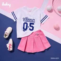 Thumbnail Set bộ cho bé gái ILABY áo oversize và chân váy phong cách thể thao chất liệu cotton thoáng mát [2930 + 3231] 2