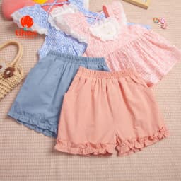 Thumbnail Set bộ cho bé gái TIHON cao cấp áo kẻ hoa phối ren mềm mại cùng quần kaki siêu xinh SET0786061 2