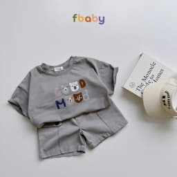 Thumbnail Set bộ cotton cộc tay bé trai cổ tròn in chữ quần kaki Fbaby bé mặc ở nhà, đi học, đi lớp, đi chơi FB1124 2