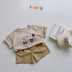Thumbnail Set bộ cotton cộc tay bé trai cổ tròn in chữ quần kaki Fbaby bé mặc ở nhà, đi học, đi lớp, đi chơi FB1124 3