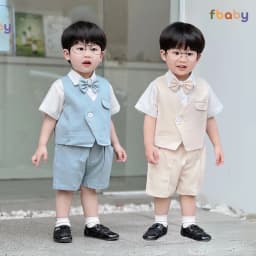 Thumbnail Set Bộ Gile Bé Trai Fbaby Cộc Tay 1 Khuy Kèm Sơ Mi, Nơ 2 Màu Thiết Kế Sang Trọng, Lịch Sự Phong Cách Hàn Quốc 1