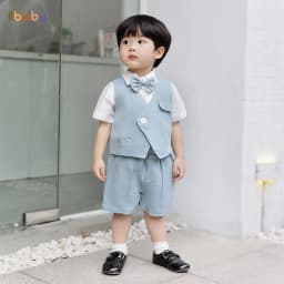 Thumbnail Set Bộ Gile Bé Trai Fbaby Cộc Tay 1 Khuy Kèm Sơ Mi, Nơ 2 Màu Thiết Kế Sang Trọng, Lịch Sự Phong Cách Hàn Quốc 4