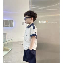 Thumbnail Set bộ Polo cộc tay Beemo in xoả phối cá tay vải cotton cao cấp cho bé trai từ 9-24kg 4042BHB 2