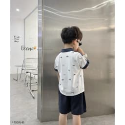 Thumbnail Set bộ Polo cộc tay Beemo in xoả phối cá tay vải cotton cao cấp cho bé trai từ 9-24kg 4042BHB 3