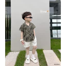 Thumbnail Set bộ sơ mi cổ ve mùa hè Beemo hoạ tiết summer thoáng mát cho bé trai từ 9-25kg 4082BHB 1