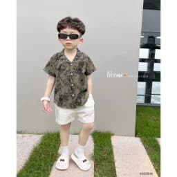 Thumbnail Set bộ sơ mi cổ ve mùa hè Beemo hoạ tiết summer thoáng mát cho bé trai từ 9-25kg 4082BHB 3