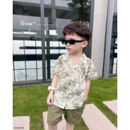 Thumbnail Set bộ sơ mi cổ ve mùa hè Beemo hoạ tiết summer thoáng mát cho bé trai từ 9-25kg 4082BHB 4