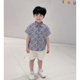 Thumbnail Set bộ sơ mi cộc tay bé trai áo thô lụa họa tiết cổ đức quần linen Fbaby FB0224 1