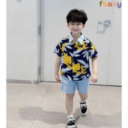Thumbnail Set bộ sơ mi cộc tay bé trai đũi họa tiết đi biển du lịch hè cổ đức Fbaby FB0524 1