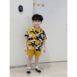 Thumbnail Set bộ sơ mi cộc tay bé trai đũi họa tiết đi biển du lịch hè cổ đức Fbaby FB0524 4