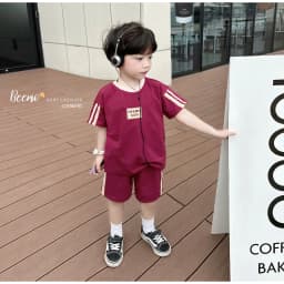 Thumbnail Set bộ thể thao Beemo cộc tay in chữ nổi vải cotton thoáng mát cho bé trai từ 9-24kg 4178BHB 1