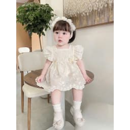 Thumbnail Set Body Váy Thêu Hoa Nổi Màu Kem Cho Bé Gái Sơ Sinh 1 2 Tuổi MINTSCLOSET - BV7153 1