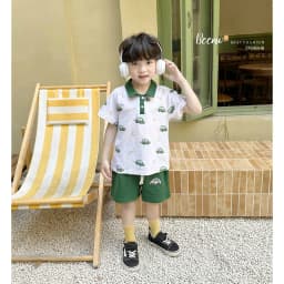 Thumbnail Set cộc tay cổ polo in tràn ô tô Chất thun cotton mềm mát thấm hút tốt thoải mái cho bé B613 1