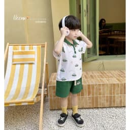 Thumbnail Set cộc tay cổ polo in tràn ô tô Chất thun cotton mềm mát thấm hút tốt thoải mái cho bé B613 2