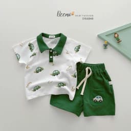 Thumbnail Set cộc tay cổ polo in tràn ô tô Chất thun cotton mềm mát thấm hút tốt thoải mái cho bé B613 4