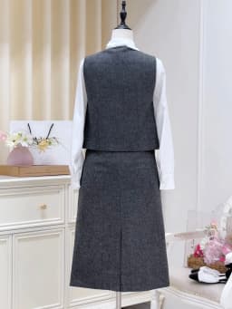 Thumbnail Set dạ Áo gile dáng vest rời (không kèm sơ mi) & Chân váy A dáng dài YAME YA537+YCV537 1