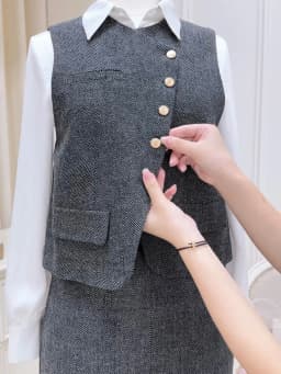 Thumbnail Set dạ Áo gile dáng vest rời (không kèm sơ mi) & Chân váy A dáng dài YAME YA537+YCV537 3