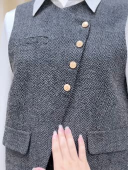 Thumbnail Set dạ Áo gile dáng vest rời (không kèm sơ mi) & Chân váy A dáng dài YAME YA537+YCV537 4