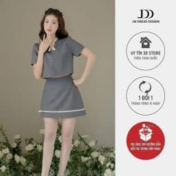 Thumbnail Set đồ áo tay bồng cách điệu cổ 2T49.2407K, chân váy A đè dây gấu 4S26.2407K thiết kế bởi JM Dress Design 1