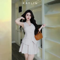 Thumbnail Set KAYLIN áo Gile phối váy xếp ly chất vải cotton tuýt si phong cách trẻ trung thanh lịch - N2414 1