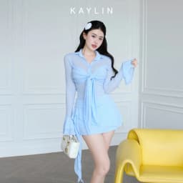 Thumbnail Set KAYLIN áo kiểu sơ mi tay loe phối chân váy ngắn chất vải thun giấy phong cách BST Hè 2025 - N2461 1