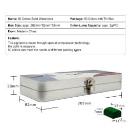 Thumbnail Set màu nước rắn SEAMIART 50 màu sắc kết hợp có hộp đựng thiếc và cọ vẽ tiện lợi 3