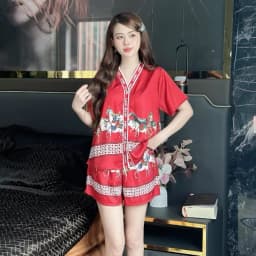 Thumbnail Set ngủ nữ pijama mặc nhà set bộ đồ ngủ pyjama Hisexy Lụa Latin cộc tay quần đùi P10 1