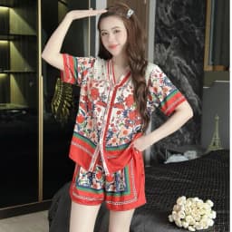 Thumbnail Set ngủ nữ pijama mặc nhà set bộ đồ ngủ pyjama Hisexy Lụa Latin cộc tay quần đùi P10 3