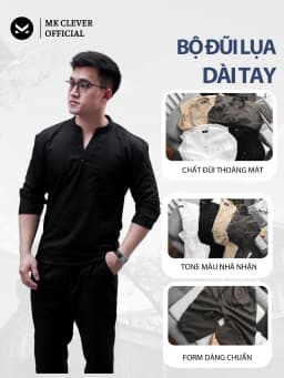 Thumbnail Set đồ bộ Đũi lụa Dài Tay Nam MK Chất vải đũi lụa mềm mịn set sơ mi quần đũi dài đi chơi đi biển 3