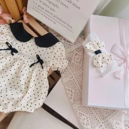 Thumbnail Set Đồ Liền Thân Body Chấm Bi Cổ Sen Đính Nơ Bodysuit Bé Gái Sơ Sinh 1 2 Tuổi MINTSCLOSET - BS6421 2