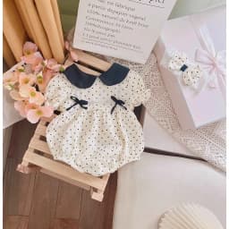 Thumbnail Set Đồ Liền Thân Body Chấm Bi Cổ Sen Đính Nơ Bodysuit Bé Gái Sơ Sinh 1 2 Tuổi MINTSCLOSET - BS6421 3