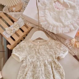 Thumbnail Set Đồ Liền Thân Body Yếm Ren Cổ Rời Băng Đô Kem Bé Gái Sơ Sinh 1 2 Tuổi MINTSCLOSET - BS6420 3