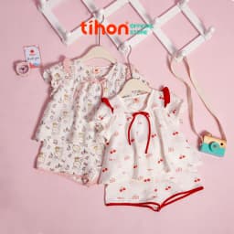 Thumbnail Set đồ ngủ bé gái TIHON cao cấp chất liệu thô siêu thoáng mát đính nơ dễ thương cho bé SET0786109 1
