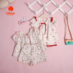 Thumbnail Set đồ ngủ bé gái TIHON cao cấp chất liệu thô siêu thoáng mát đính nơ dễ thương cho bé SET0786109 2