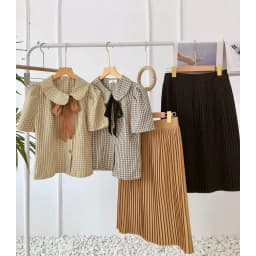 Thumbnail Set sơ mi chân váy công sở cổ tròn tay lỡ mix chân váy xếp ly chất liệu kate nhật hiện đại Evalover 3