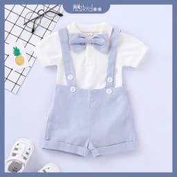 Thumbnail Set trang phục MIKRDOO áo liền quần polo tay ngắn và quần đùi yếm phong cách peter pan thời trang cho bé trai 0-2 tuổi 1