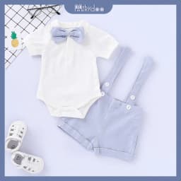 Thumbnail Set trang phục MIKRDOO áo liền quần polo tay ngắn và quần đùi yếm phong cách peter pan thời trang cho bé trai 0-2 tuổi 2