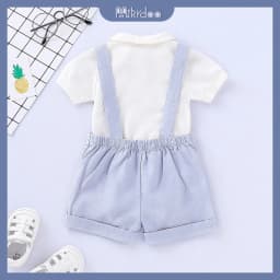 Thumbnail Set trang phục MIKRDOO áo liền quần polo tay ngắn và quần đùi yếm phong cách peter pan thời trang cho bé trai 0-2 tuổi 3